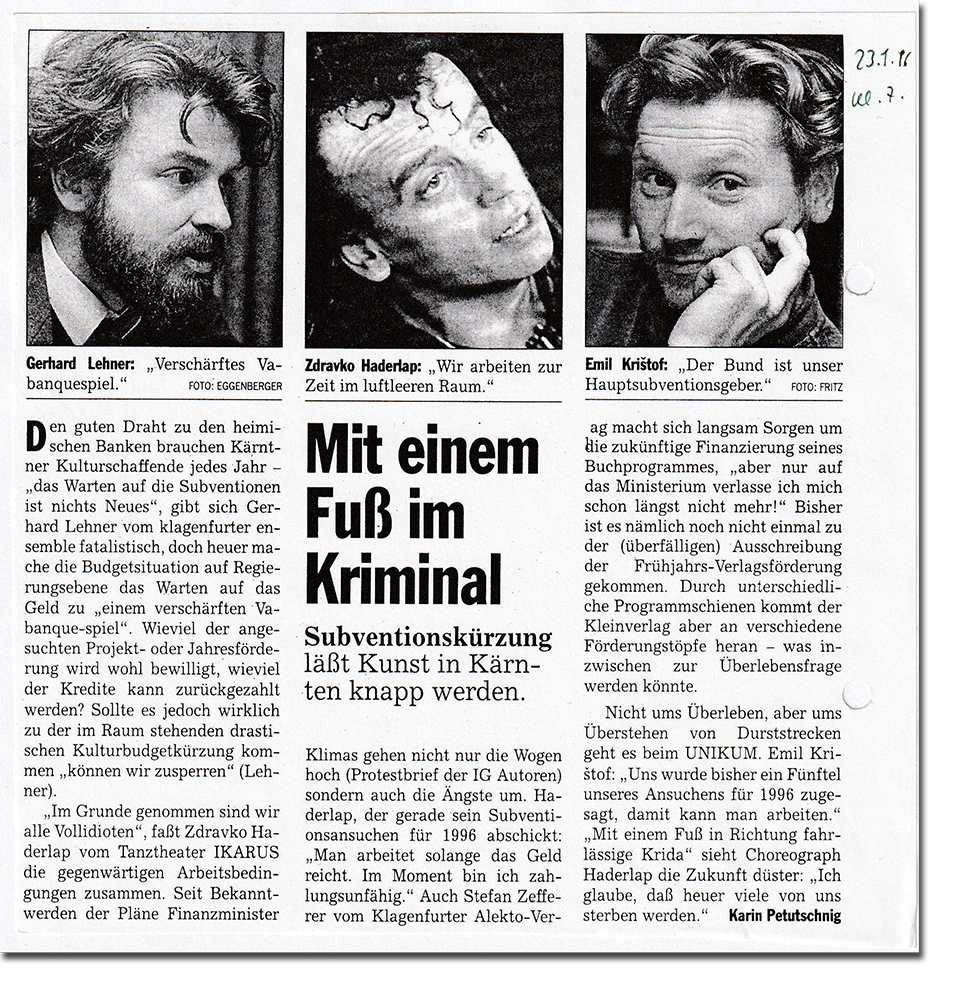 Kleine Zeitung 1996 Kürzungen Kärnten